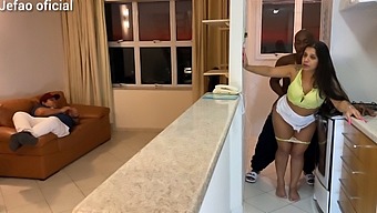 Hot Woman Gets Fucked By Repairman While Husband Is Distracted By Tv