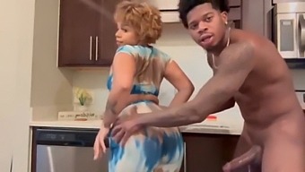 Kitchen Scene With An Ebony Teen And A Big Cock